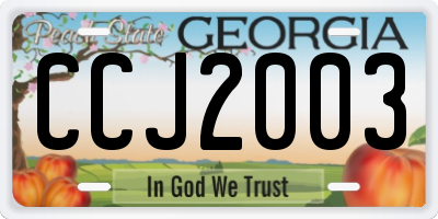 GA license plate CCJ2003