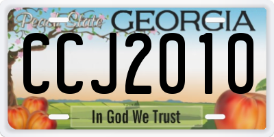 GA license plate CCJ2010