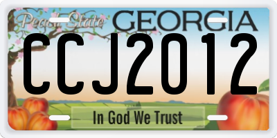 GA license plate CCJ2012