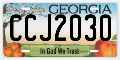 GA license plate CCJ2030