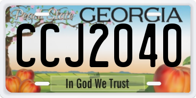 GA license plate CCJ2040