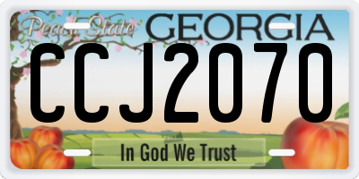 GA license plate CCJ2070
