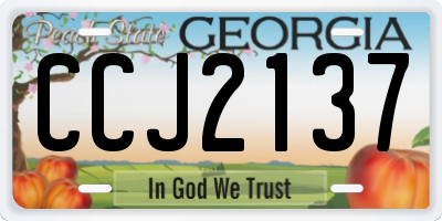 GA license plate CCJ2137
