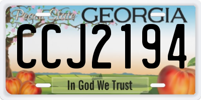 GA license plate CCJ2194