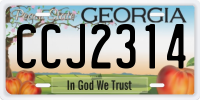 GA license plate CCJ2314