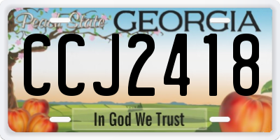 GA license plate CCJ2418