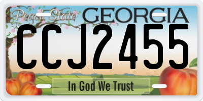 GA license plate CCJ2455
