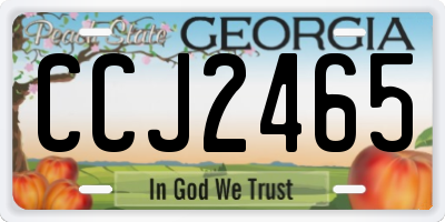 GA license plate CCJ2465