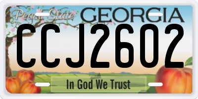 GA license plate CCJ2602