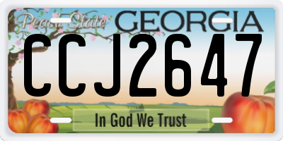 GA license plate CCJ2647