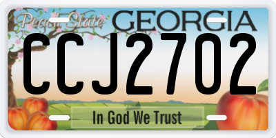 GA license plate CCJ2702