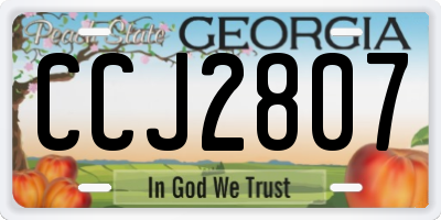 GA license plate CCJ2807