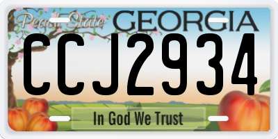 GA license plate CCJ2934
