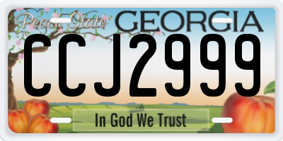 GA license plate CCJ2999
