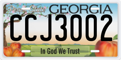GA license plate CCJ3002