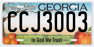GA license plate CCJ3003