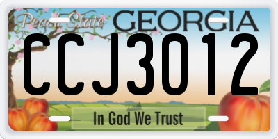 GA license plate CCJ3012