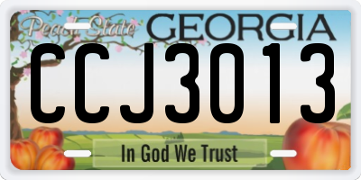 GA license plate CCJ3013