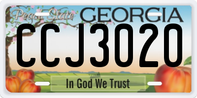 GA license plate CCJ3020