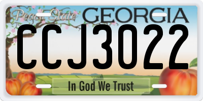 GA license plate CCJ3022
