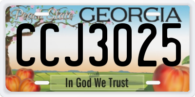 GA license plate CCJ3025