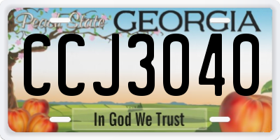 GA license plate CCJ3040