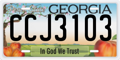 GA license plate CCJ3103