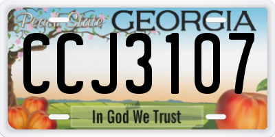 GA license plate CCJ3107