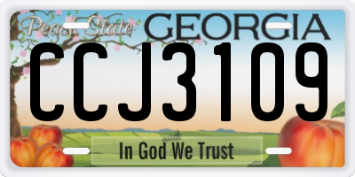 GA license plate CCJ3109
