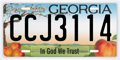 GA license plate CCJ3114