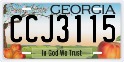 GA license plate CCJ3115