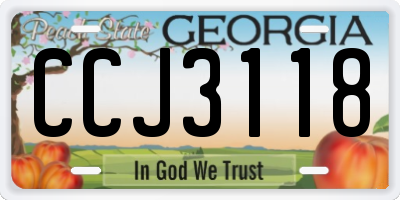 GA license plate CCJ3118