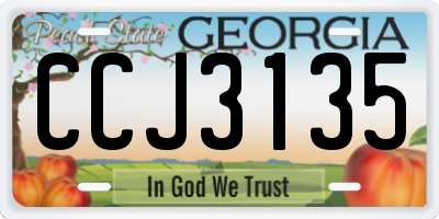 GA license plate CCJ3135