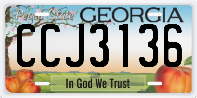 GA license plate CCJ3136