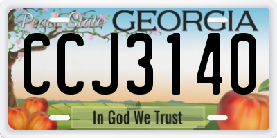 GA license plate CCJ3140