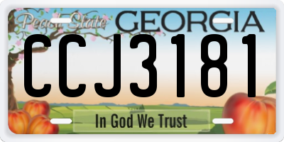 GA license plate CCJ3181