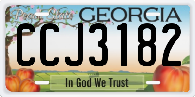 GA license plate CCJ3182