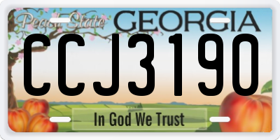 GA license plate CCJ3190