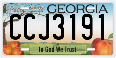 GA license plate CCJ3191
