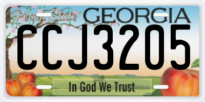 GA license plate CCJ3205
