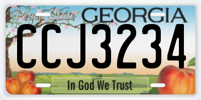 GA license plate CCJ3234