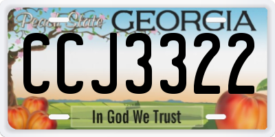 GA license plate CCJ3322