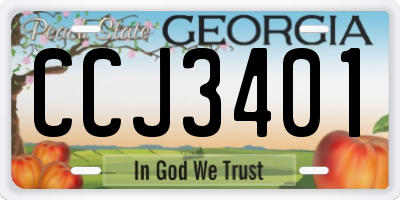 GA license plate CCJ3401