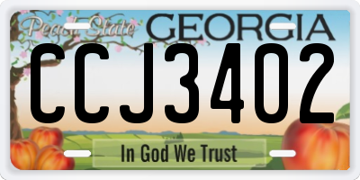 GA license plate CCJ3402