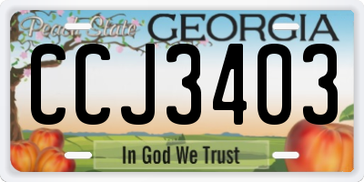 GA license plate CCJ3403