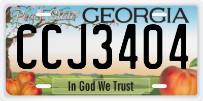 GA license plate CCJ3404