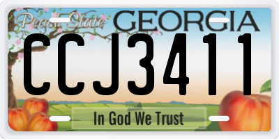 GA license plate CCJ3411