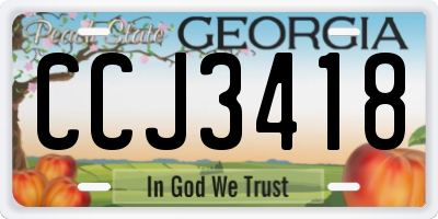 GA license plate CCJ3418