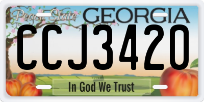 GA license plate CCJ3420