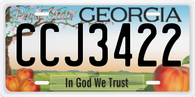 GA license plate CCJ3422